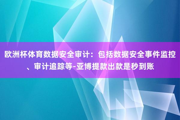 欧洲杯体育数据安全审计：包括数据安全事件监控、审计追踪等-亚博提款出款是秒到账