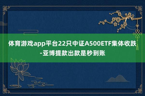 体育游戏app平台22只中证A500ETF集体收跌-亚博提款出款是秒到账